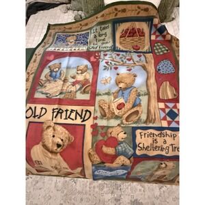 Old Friend Teddy Bear Fleece Throw Blanket 61x49 Cozy Plush Decor